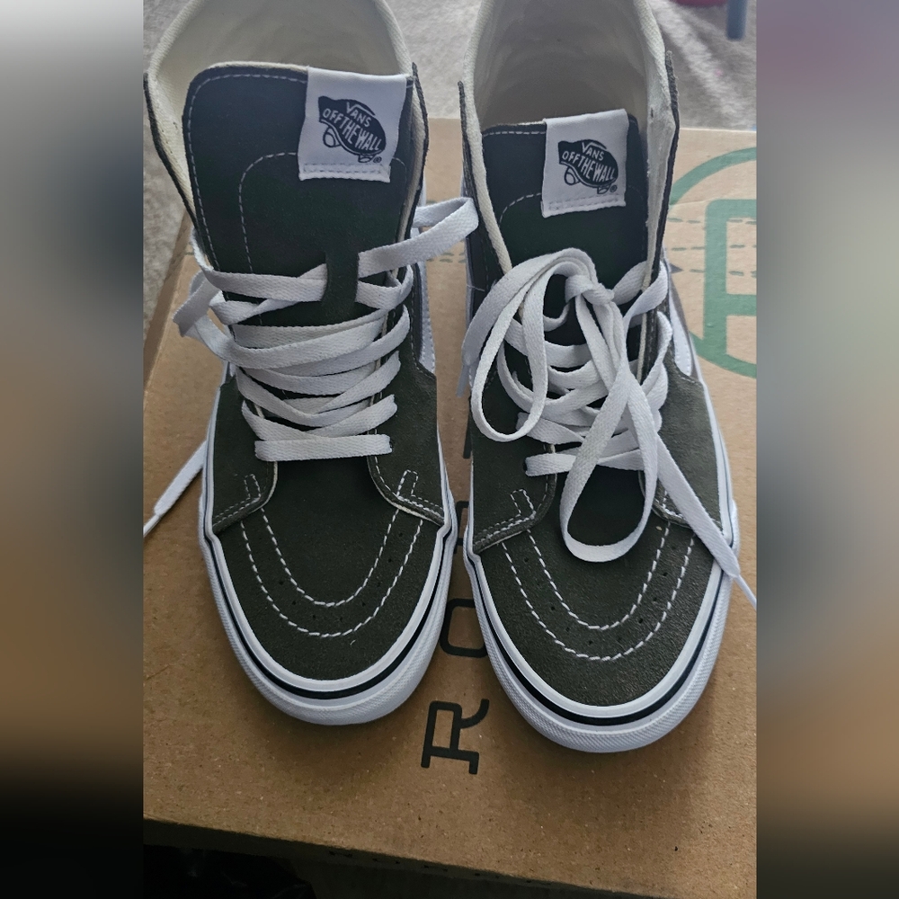 Vans High-Top Sneakers in Green and White